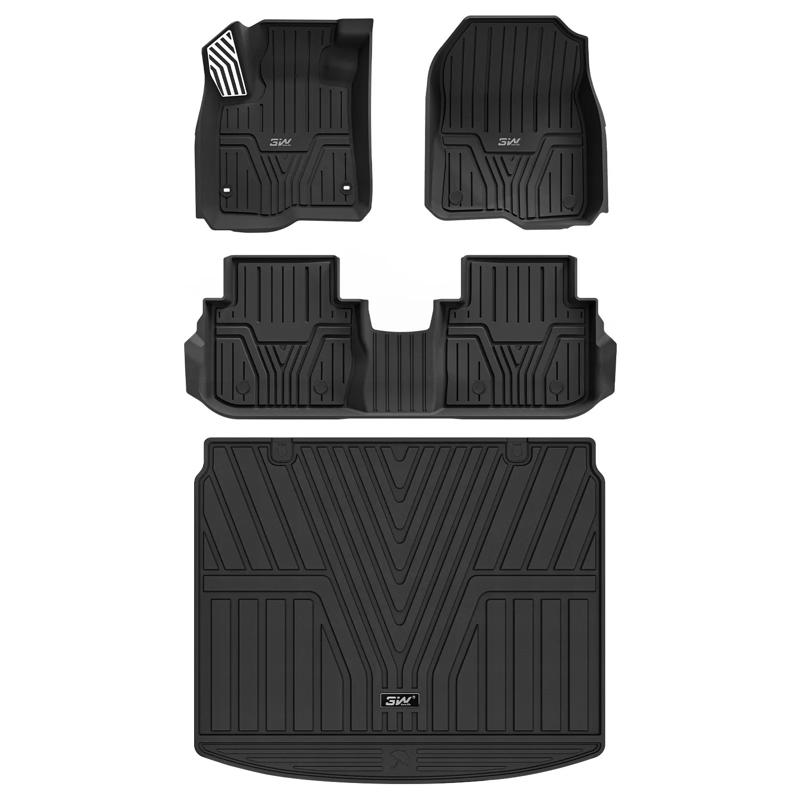 3W Honda CR-V 2023-2026 Custom Floor Mats(Include Hybrid) / Trunk Mat(Upper Positon) CRV TPE Material & All-Weather Protection