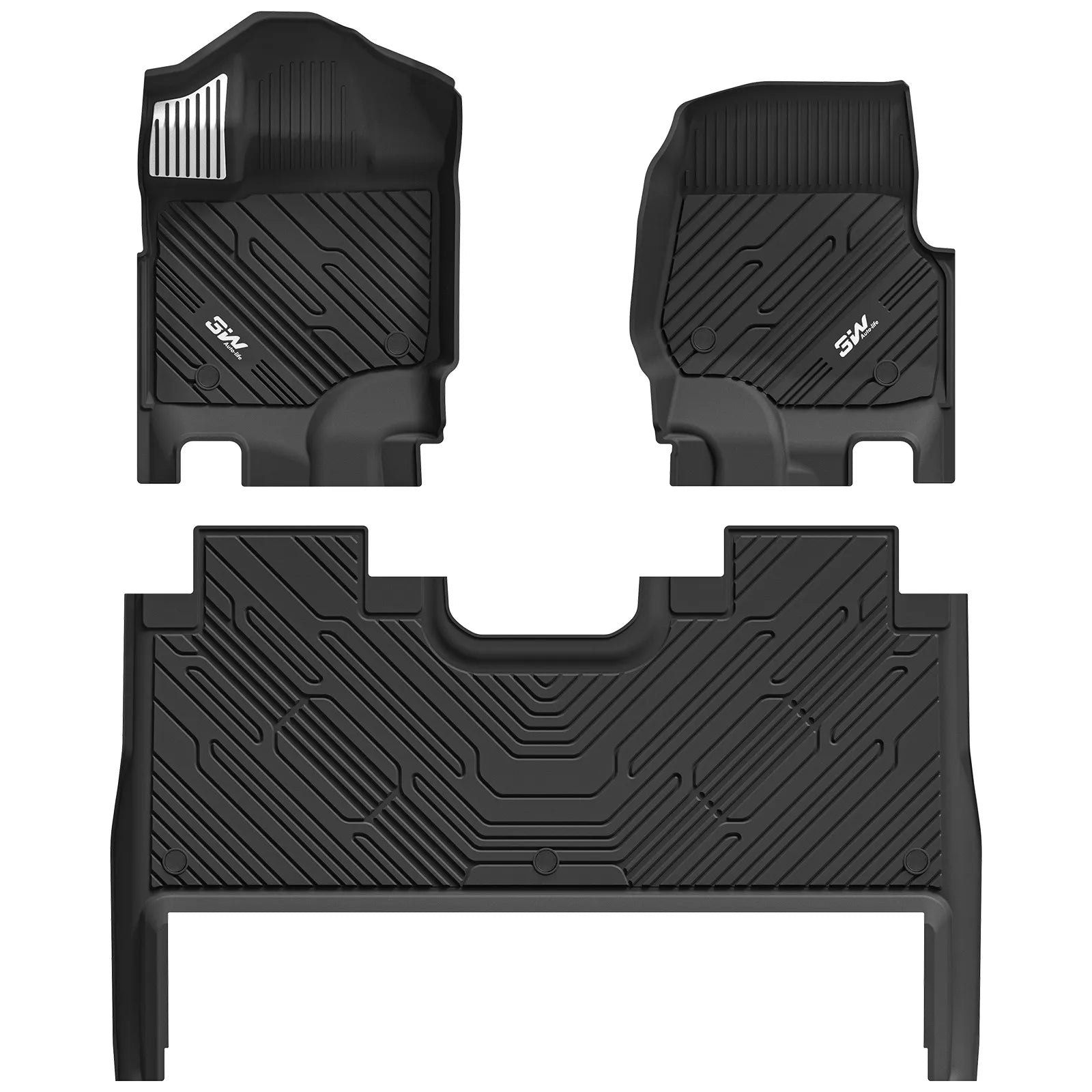 3W All-Weather Thorex™ Floor Mats Fit Ford F150 / F-150 Lightning SuperCrew Cab 2015-2026 (with Original Folding Under-Seat Storage Box)