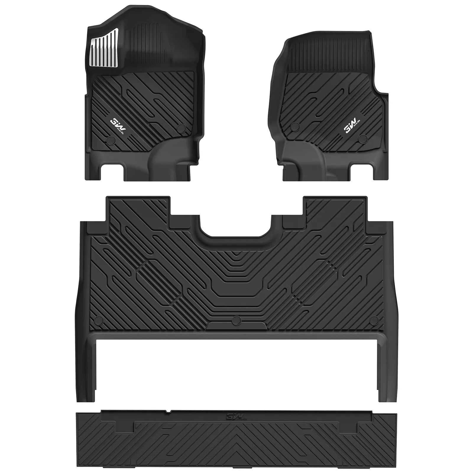 3W All-Weather Thorex™ Floor Mats Fit Ford F150 / F-150 Lightning SuperCrew Cab 2015-2026 (with Original Folding Under-Seat Storage Box)