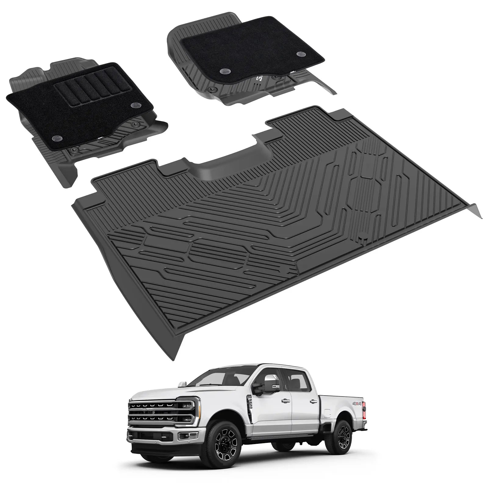 3W Custom Floor Mats Ford F150 (2015-2026) & F250 F350 F450 F550 (2017-2026)