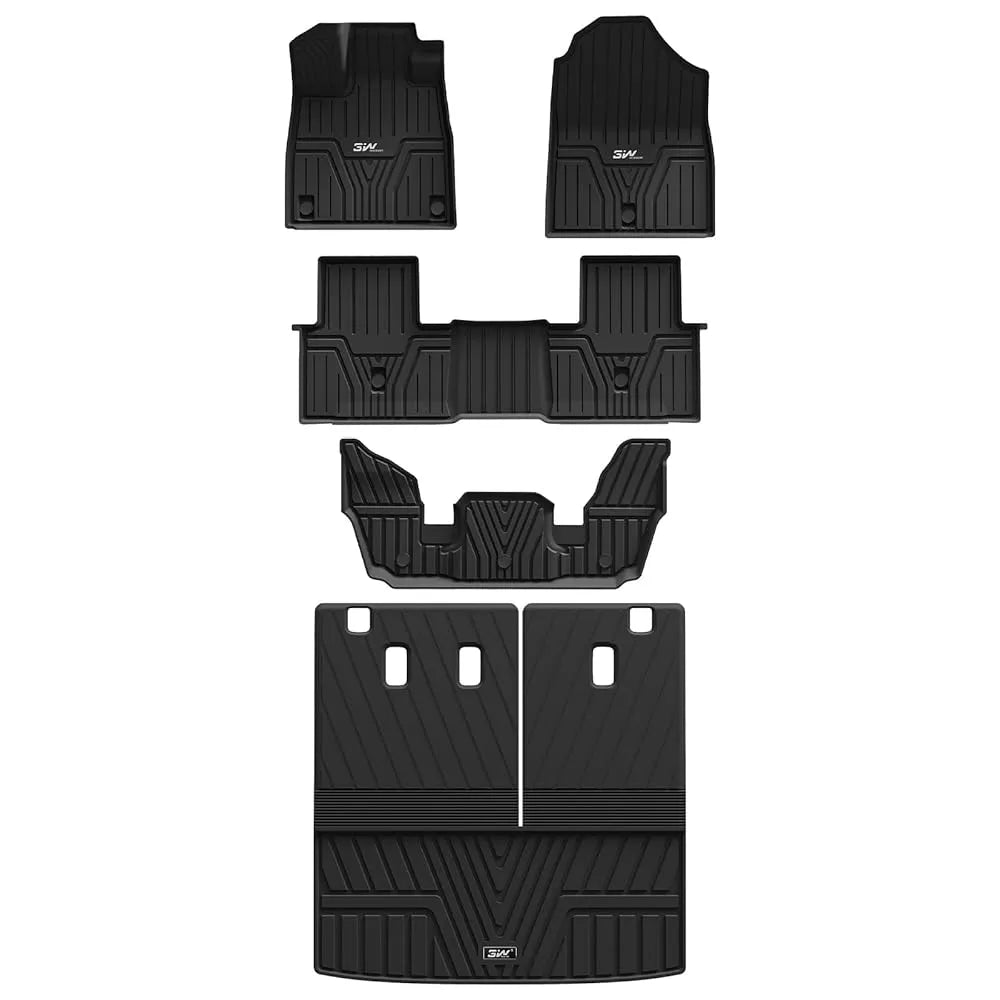 3W Honda Pilot 2023-2025 Custom Floor Mats TPE Material & All-Weather Protection Vehicles & Parts 3Wliners 2023-2025 Pilot 2023-2025 1st&2nd&3nd Row + Trunk Mat