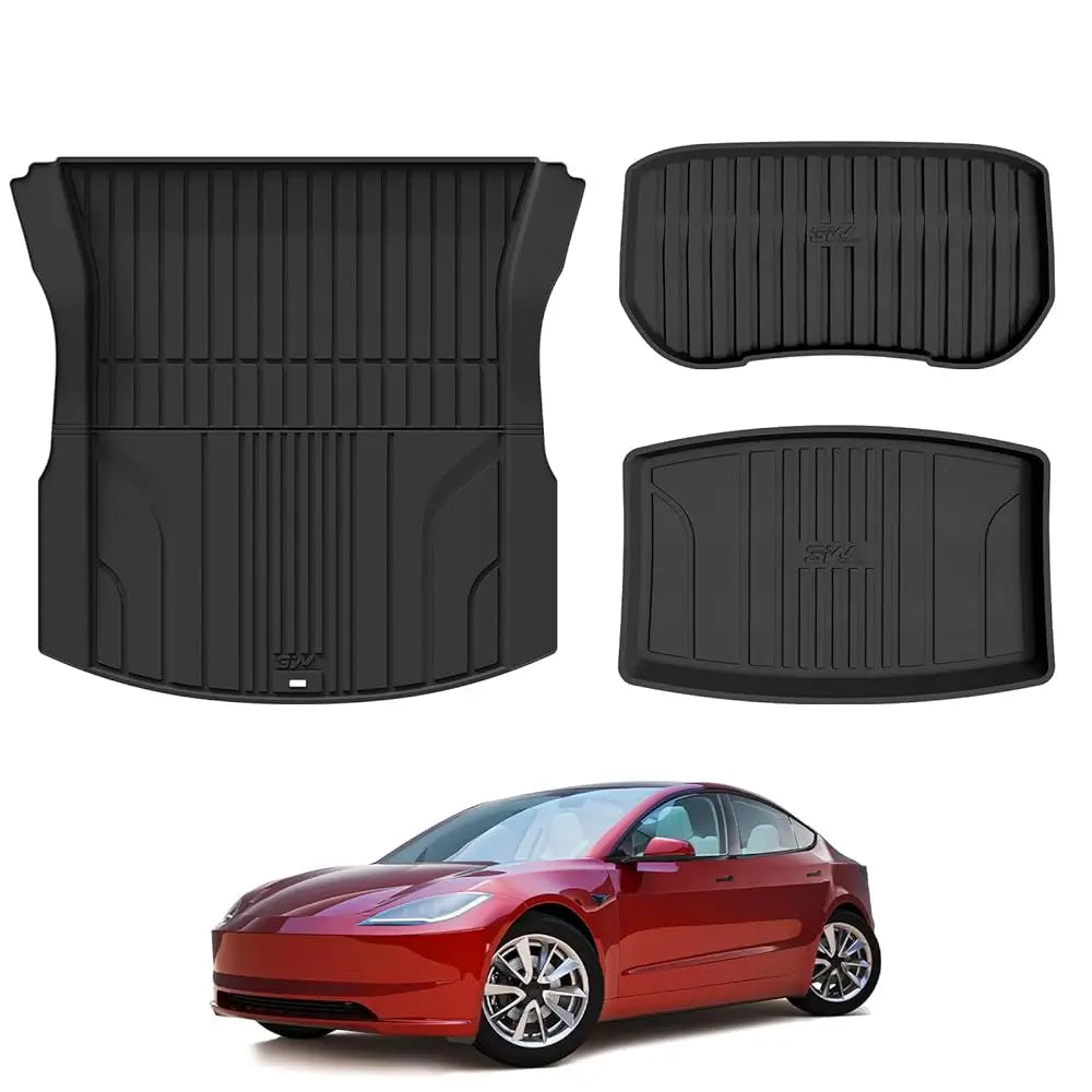 3W Tesla Model 3 2021-2023 Custom Floor Mats / Trunk Mats TPE Material & All-Weather Protection - CA 3Wliners