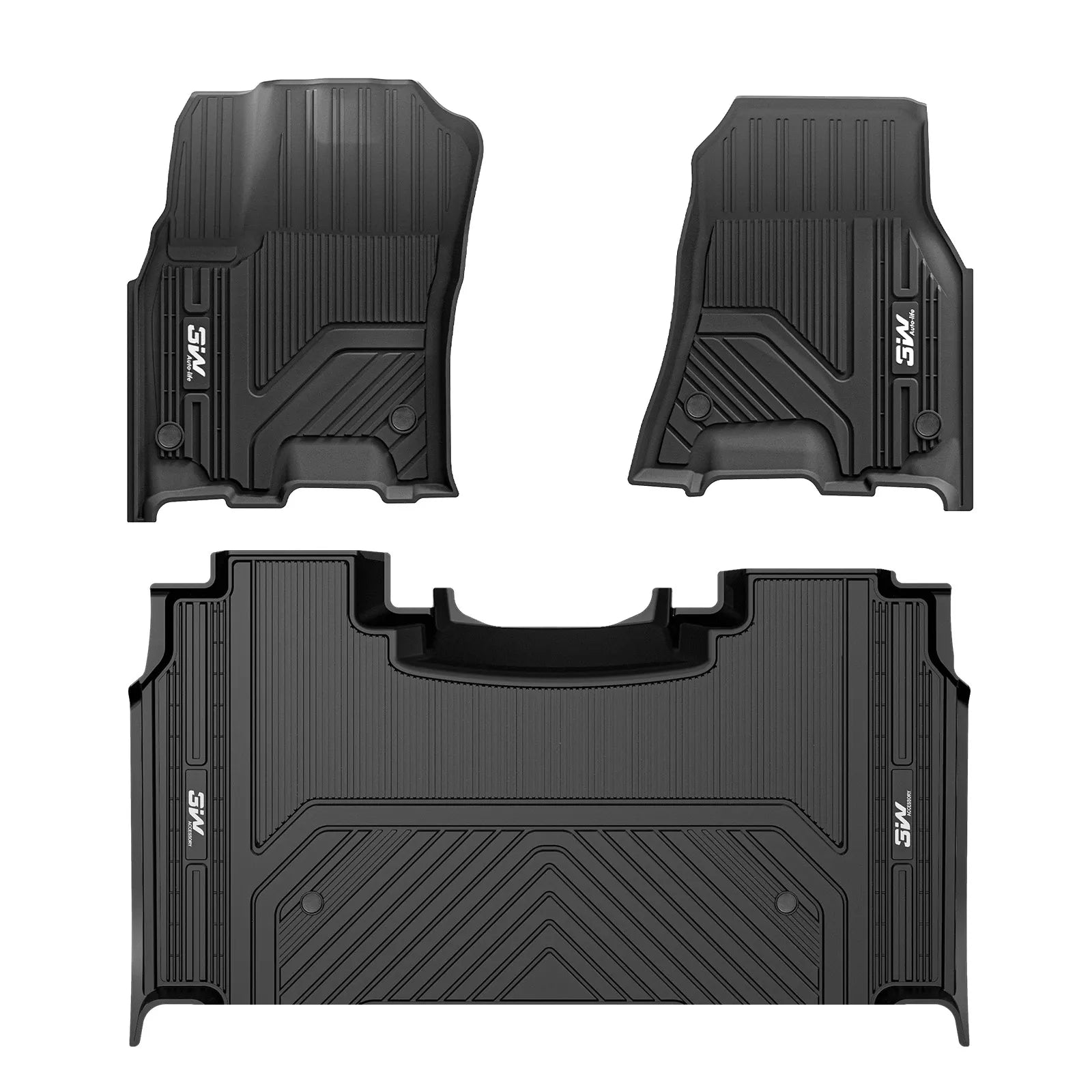 3W Floor Mats Fit for 2025 Dodge Ram 1500 TPE All Weather Custom Fit Floor Liner for Ram 1500 Accessories 1st and 2nd Row Car Mats, Black