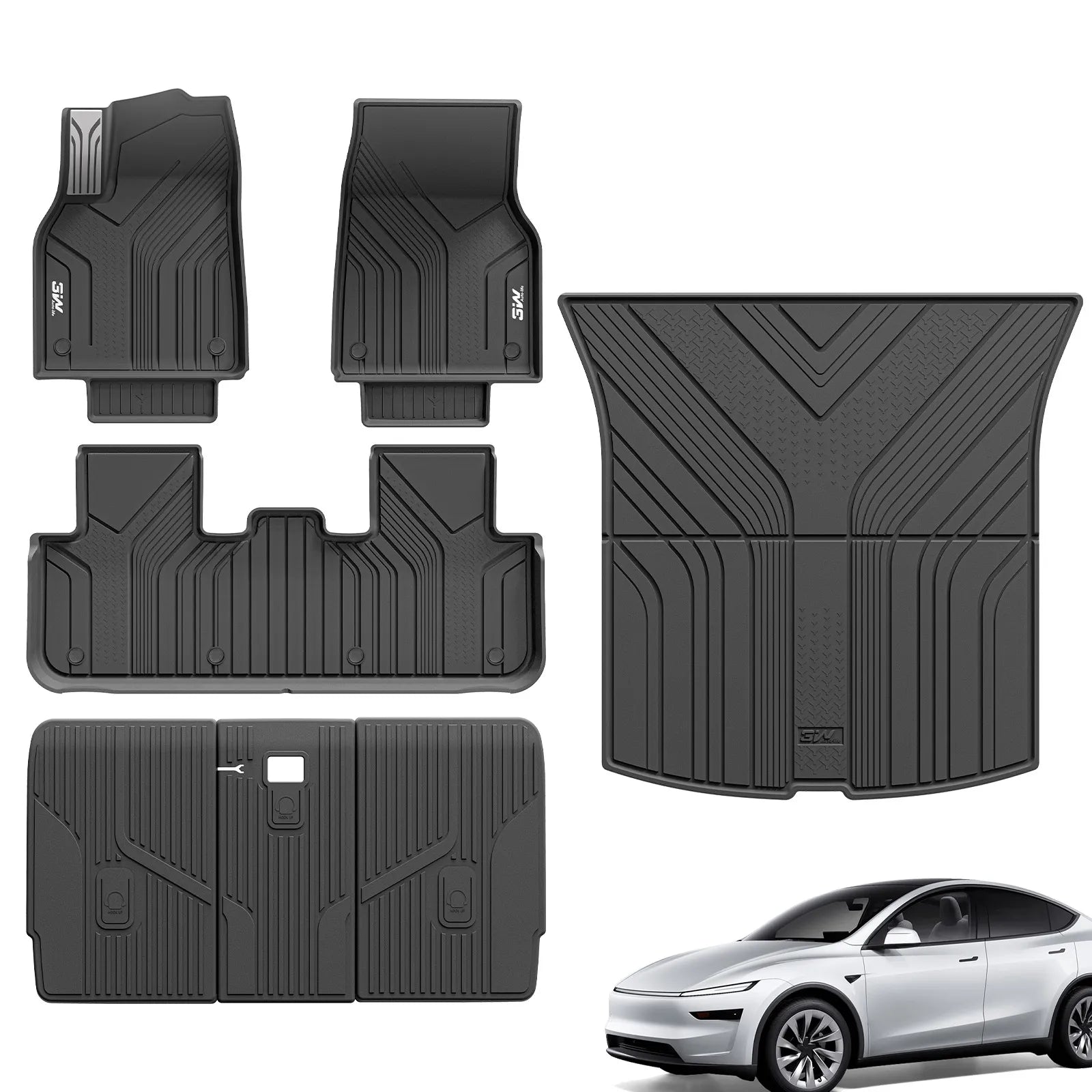 3W Floor Mats / Trunk Mat for Tesla Model Y Juniper 2025-2026  All Weather Protection Floor Mats Trunk Mat Back Seat Cover Set Full Protcetion