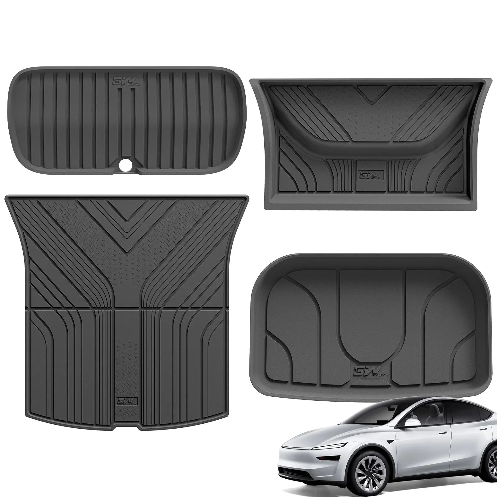 3W Floor Mats / Trunk Mat for Tesla Model Y Juniper 2025-2026  All Weather Protection Floor Mats Trunk Mat Back Seat Cover Set Full Protcetion
