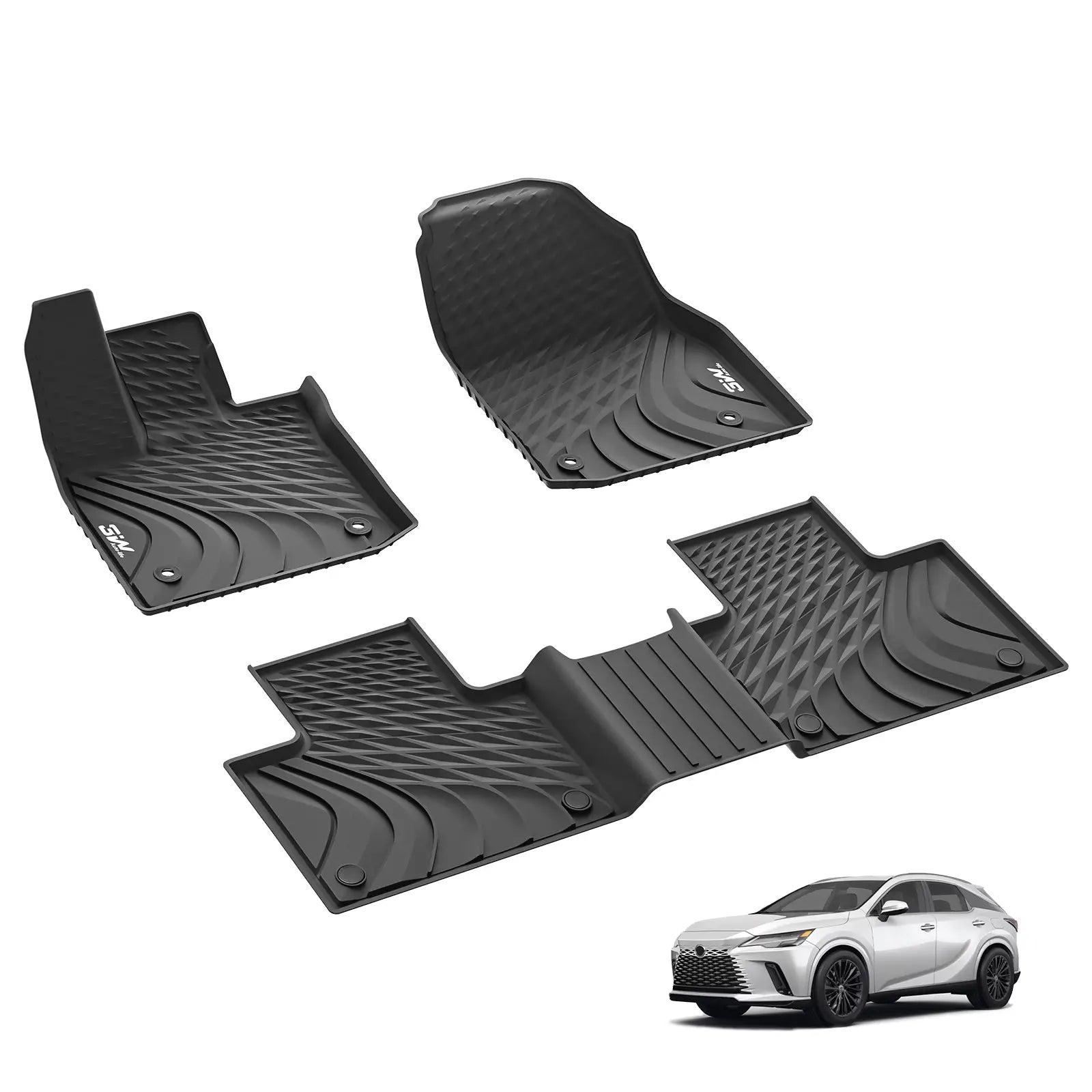 3W Lexus RX 2023-2025 RX/RX350/RX350h/RX500h (Not for RX450h+ PHEV) Custom Floor Mats Trunk Mats Set Thorex™ All-Weather Protection