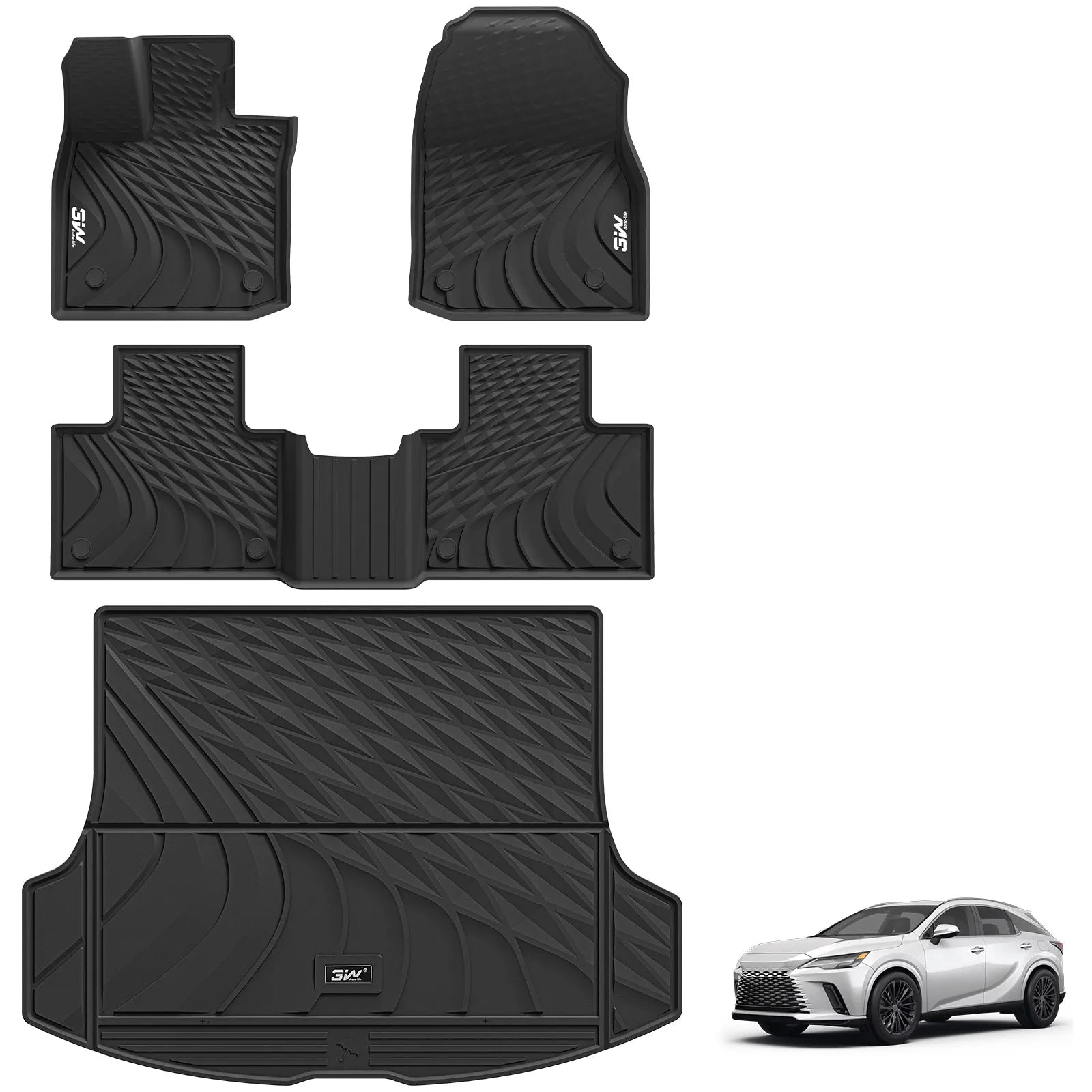 3W Lexus RX 2023-2025 RX/RX350/RX350h/RX500h (Not for RX450h+ PHEV) Custom Floor Mats Trunk Mats Set Thorex™ All-Weather Protection