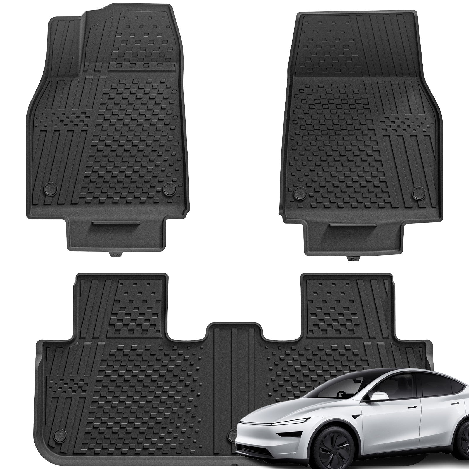 3W Tesla Model Y Juniper 2025 2026 Custom TPE Floor Mats All-Weather Protection 5-Seater