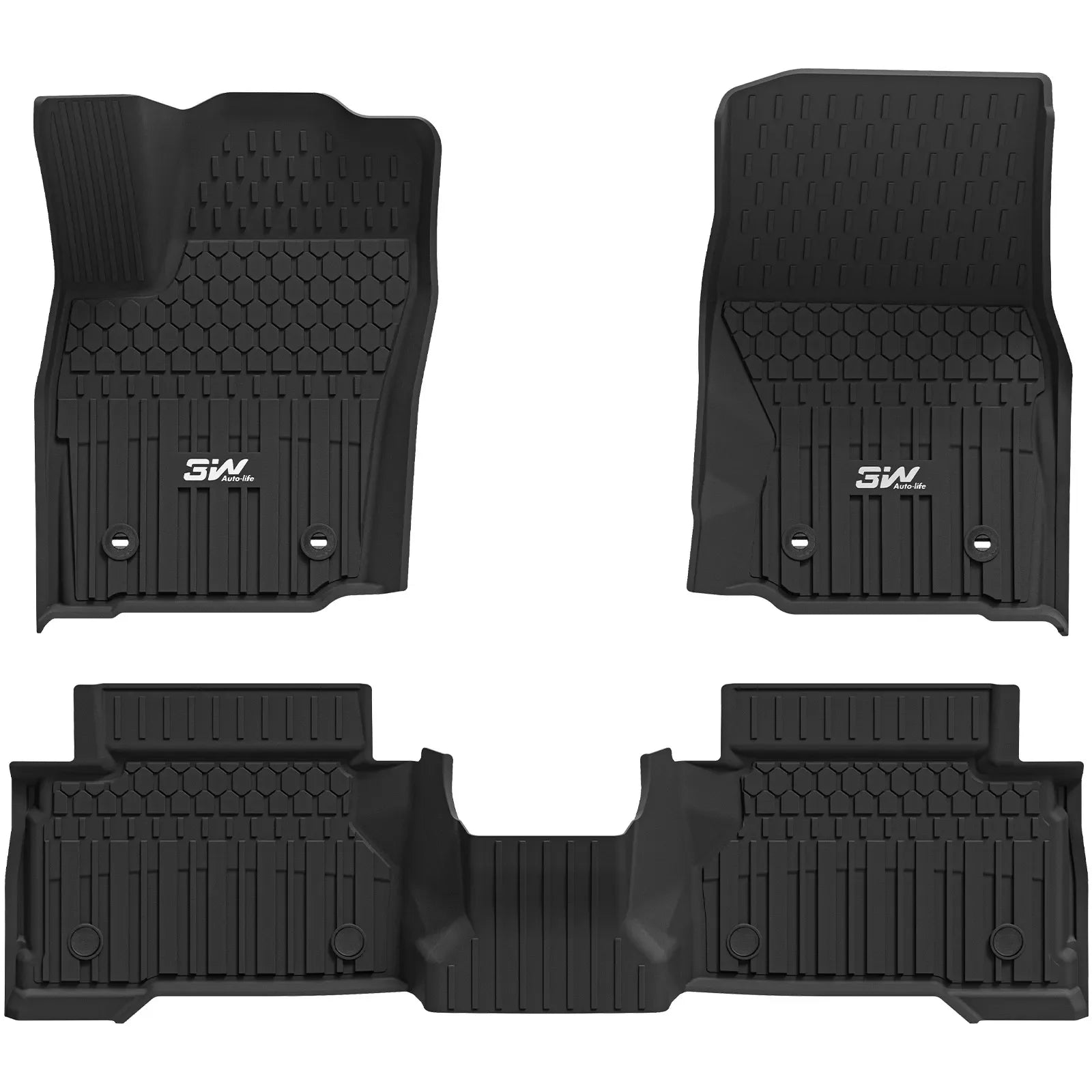 3W Custom Floor Mats Fit Toyota Tacoma Hybrid 2024-2025 (Double Cab) TPE All Weather Custom Fit  3Wliners