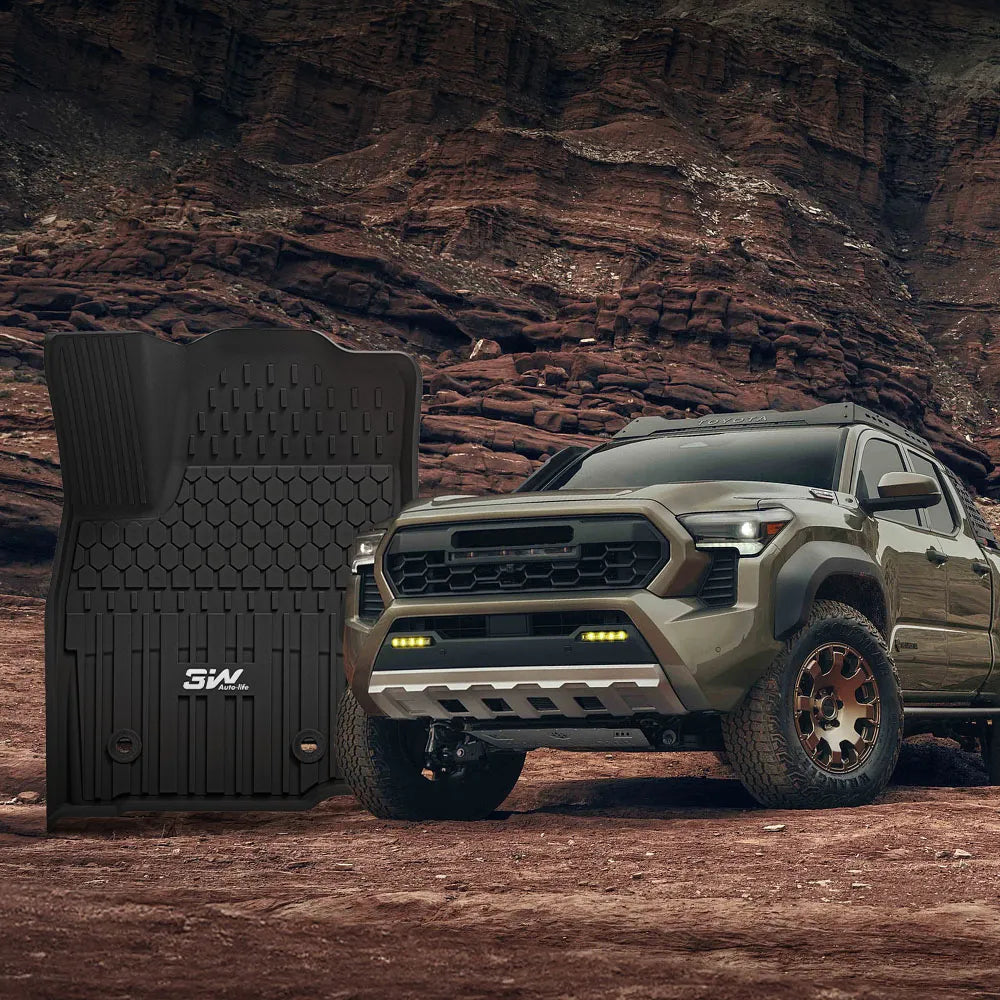 3W Custom Floor Mats Fit Toyota Tacoma Hybrid 2024-2025 (Double Cab) TPE All Weather Custom Fit  3Wliners