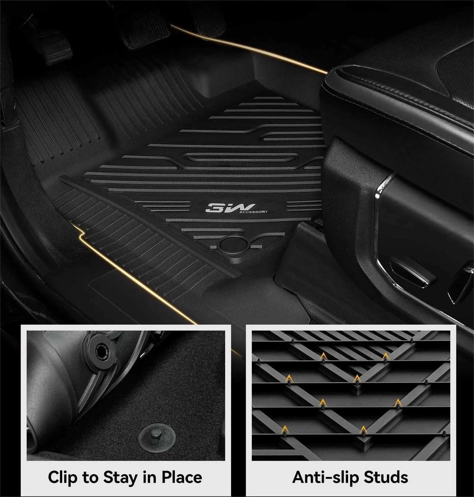 3W Custom Floor Mats Ford F150 2015-2024 F-150 Lightning SuperCrew Cab & F250 F350 F450 F550 2017-2024 Vehicles & Parts 3W   