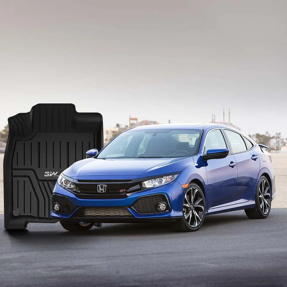 3W Honda Civic 2016-2021 Coupe/Sedan/Type R/Hatchback Custom Floor Mats TPE Material & All-Weather Protection Vehicles & Parts 3Wliners   