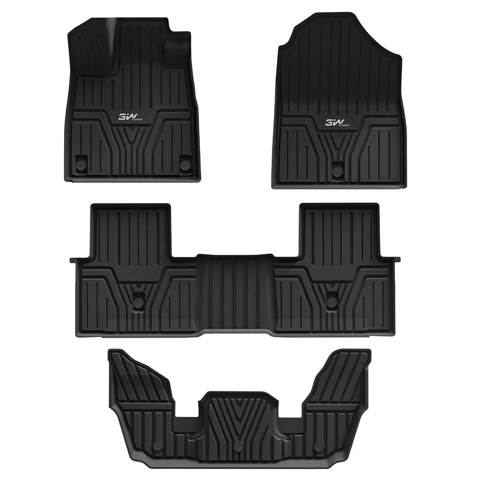 3W Honda Pilot 2023-2025 Custom Floor Mats TPE Material & All-Weather Protection Vehicles & Parts 3Wliners 2023-2025 Pilot 2023-2025 1st&2nd&3nd Row Mats