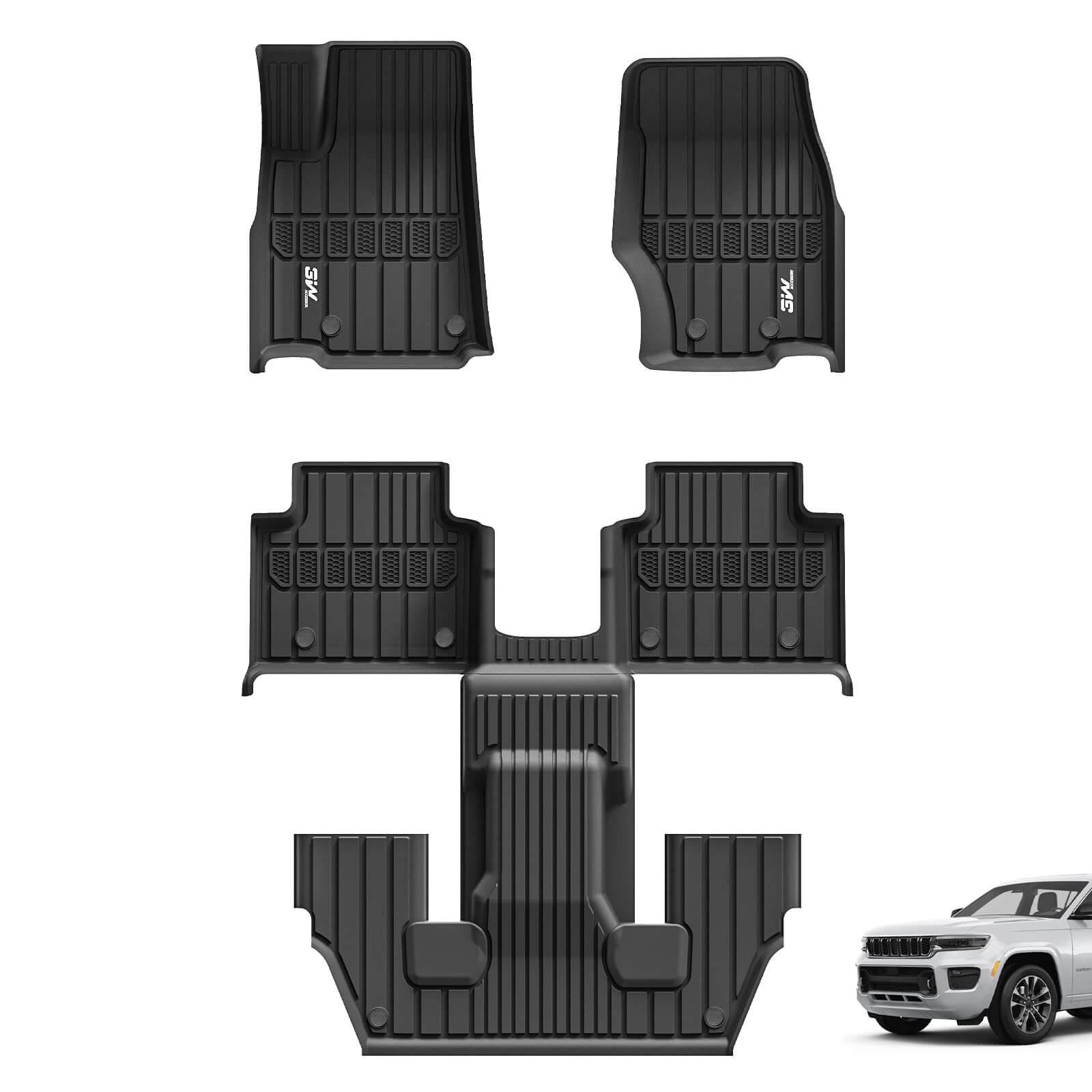 3W Jeep Grand Cherokee L 6 Seat 2021-2024 Custom Floor Mats / Trunk Mat TPE Material & All-Weather Protection Vehicles & Parts 3Wliners   