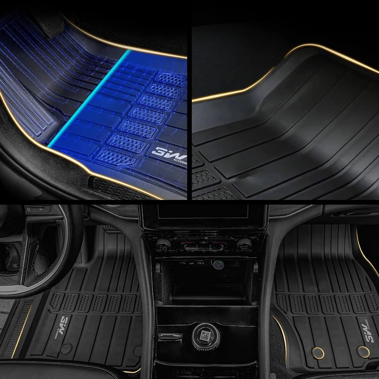 3W Jeep Grand Cherokee L 7 Seat 2021-2024 Custom Floor Mats TPE Material & All-Weather Protection Vehicles & Parts 3Wliners   