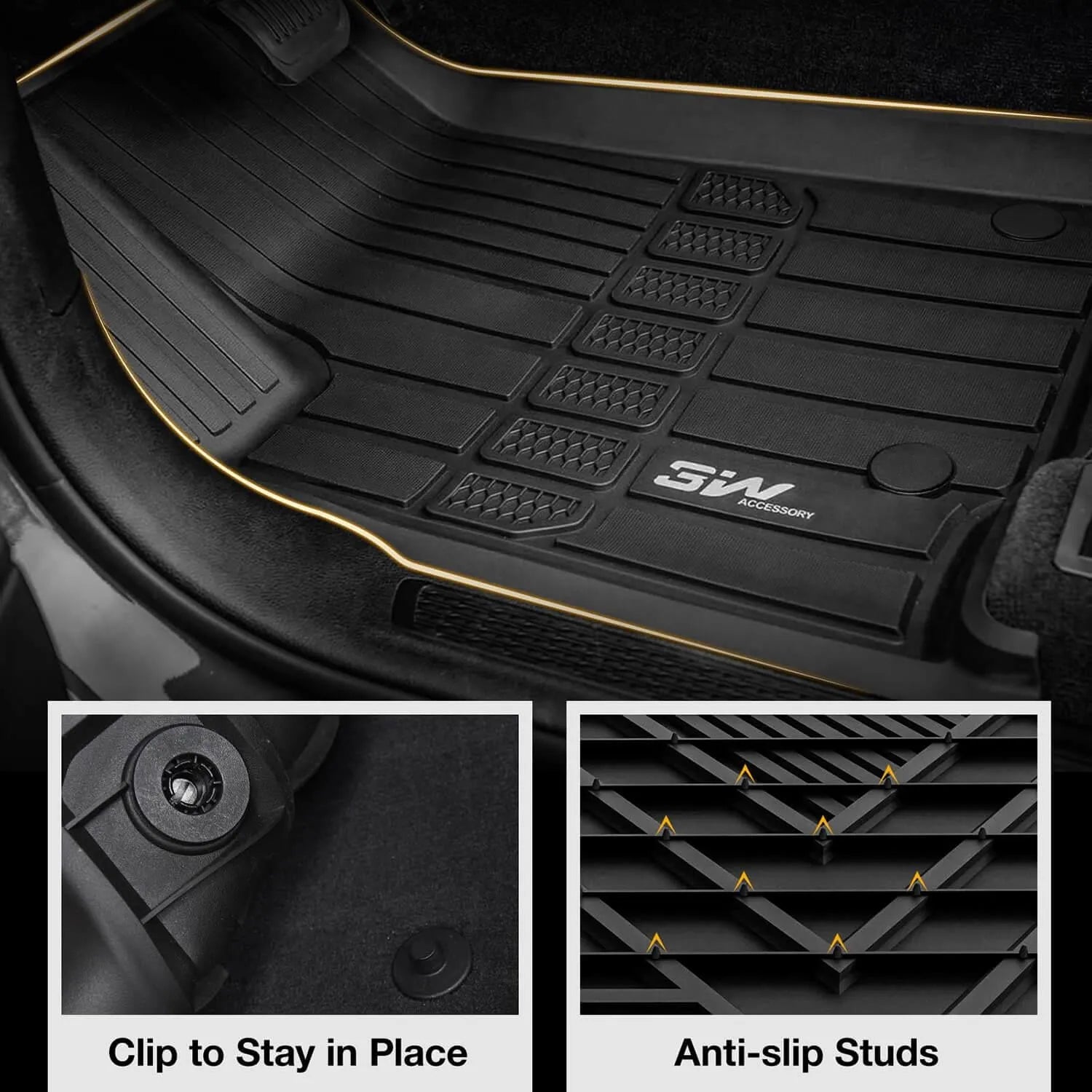 3W Jeep Grand Cherokee L 7 Seat 2021-2024 Custom Floor Mats TPE Material & All-Weather Protection Vehicles & Parts 3Wliners   