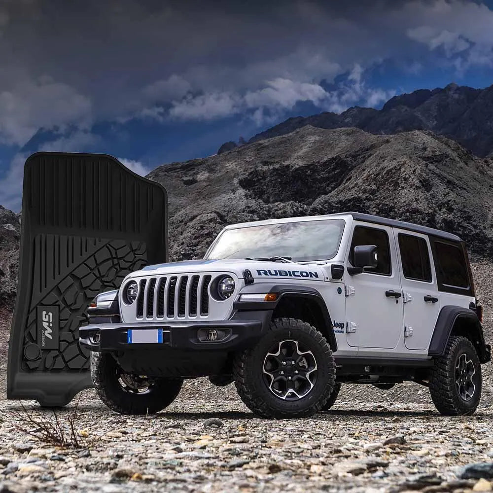 3W Jeep Wrangler 4XE Custom Floor Mats 2021-2024 Hybrid 4 Door TPE Material & All-Weather Protection Vehicles & Parts 3Wliners   