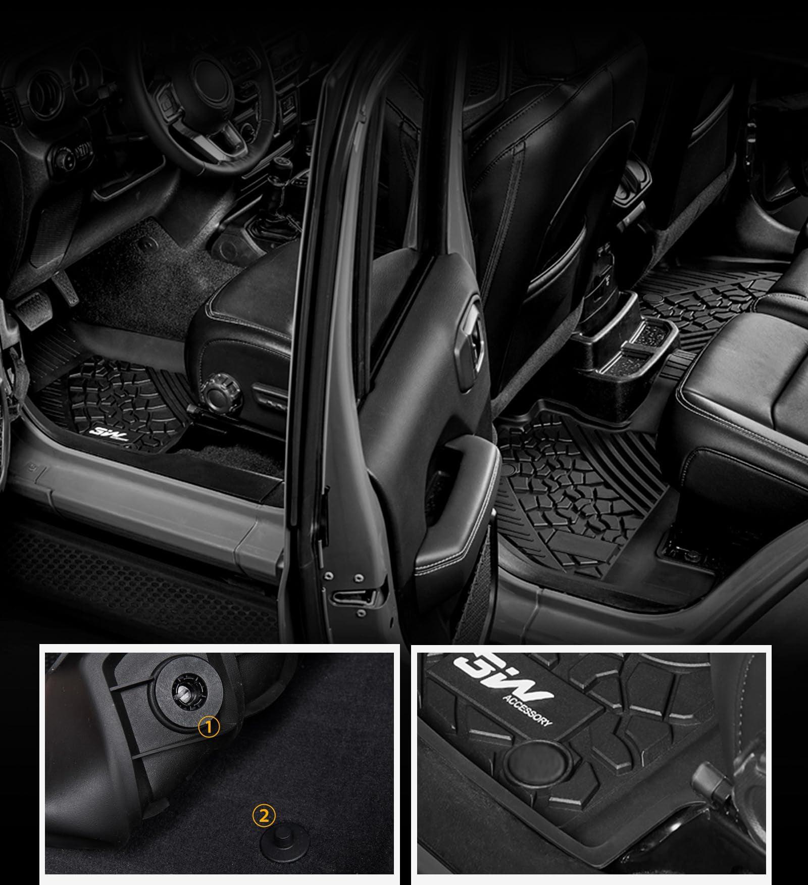 3W Jeep Wrangler JKU 2013-2018 Unlimited 4 Door Only Custom Floor Mats TPE Material & All-Weather Protection Vehicles & Parts 3Wliners   