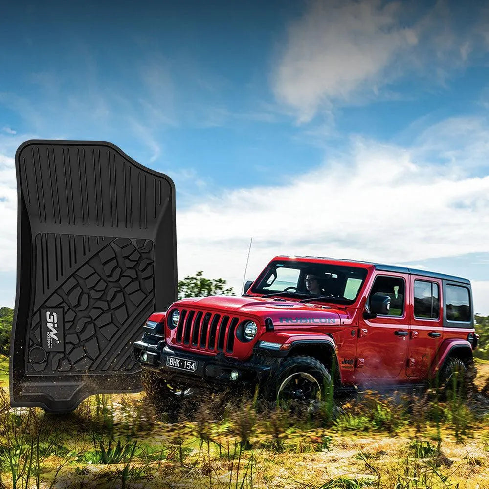 3W Jeep Wrangler JLU Custom Floor Mats or Trunk Mat 2018-2024 Unlimited 4-Door TPE Material & All-Weather Protection Vehicles & Parts 3Wliners   