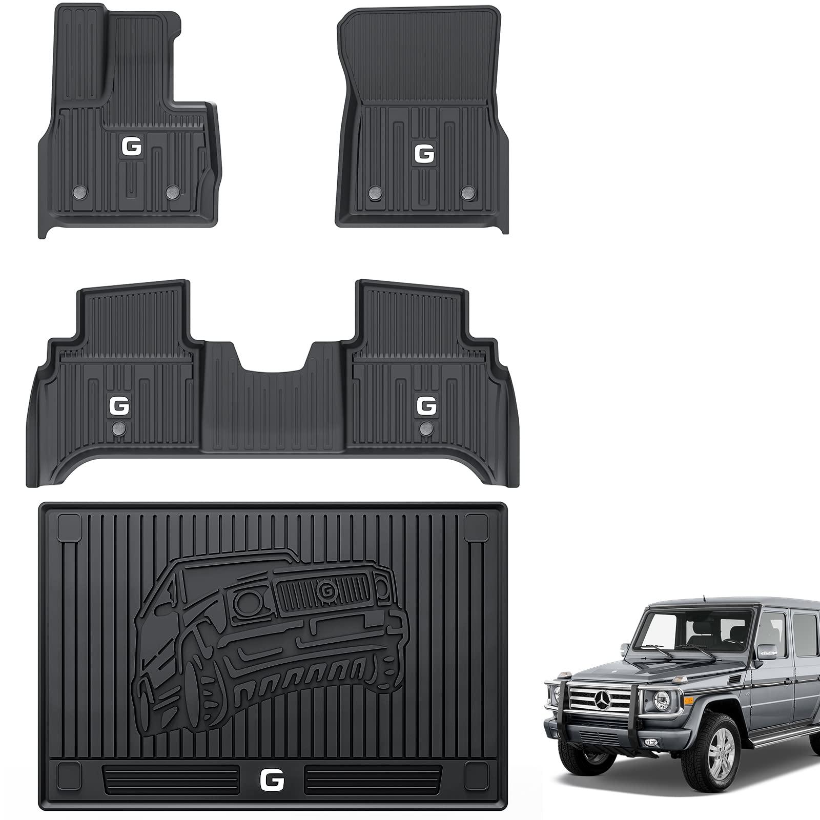 3W Mercedes-Benz G-Class 2019-2024 Custom Floor Mats / Trunk Mat TPE Material & All-Weather Protection Vehicles & Parts 3Wliners 2019-2023 G-Class 2019-2023 1st&2nd Row Mats+Rear Trunk Mat