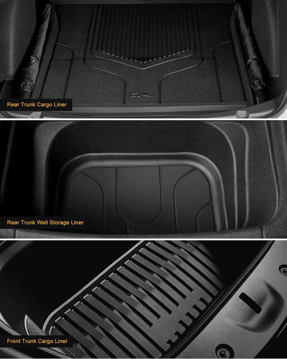 3W Tesla Model 3 2024 Highland New Generation Custom Floor Mats / Trunk Mats TPE Material & All-Weather Protection Vehicles & Parts 3Wliners   