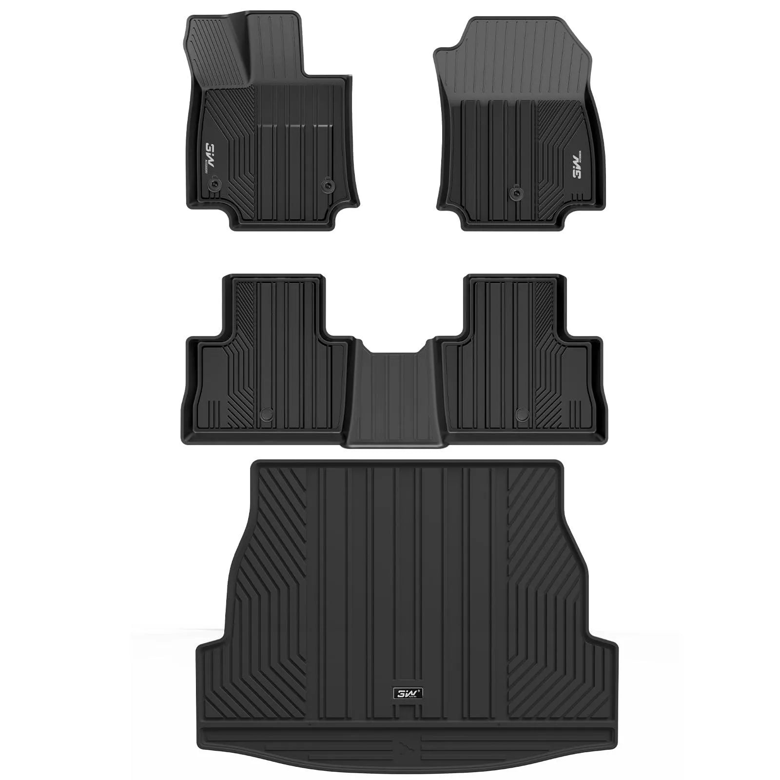 3W Toyota RAV4 2019-2024 Custom Floor Mats Cargo Liner TPE Material & All-Weather Protection Vehicles & Parts 3Wliners 2019-2024 RAV4 2019-2024 1st&2nd Row with Trunk Mat