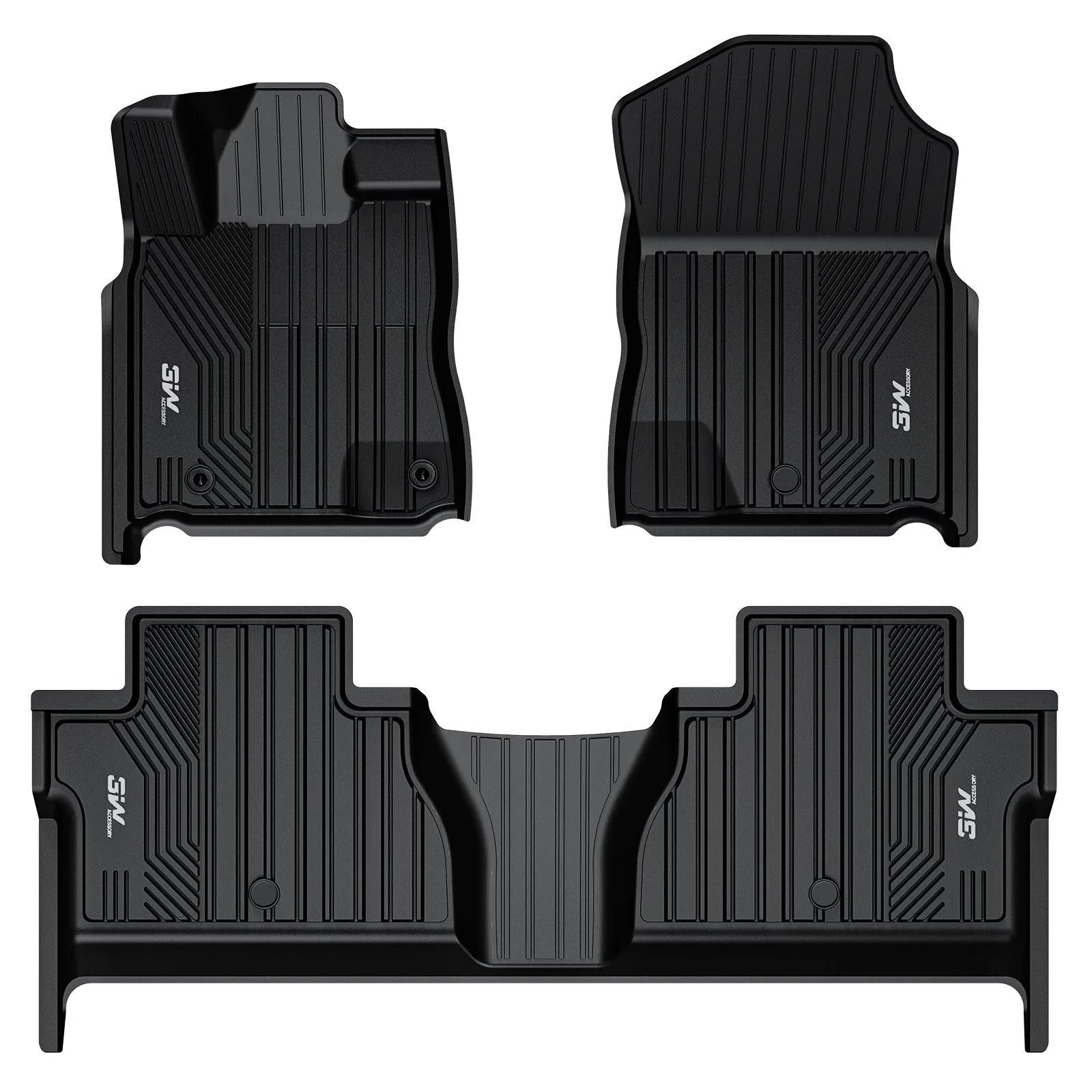 3W Toyota Tundra 2014-2021 Custom Floor Mats TPE Material & All-Weather Protection Vehicles & Parts 3Wliners 2014-2021 Tundra 2014-2021 1st&2nd Row Mats