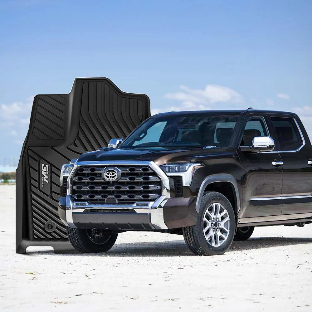3W Toyota Tundra 2014-2021 Custom Floor Mats TPE Material & All-Weather Protection Vehicles & Parts 3Wliners   