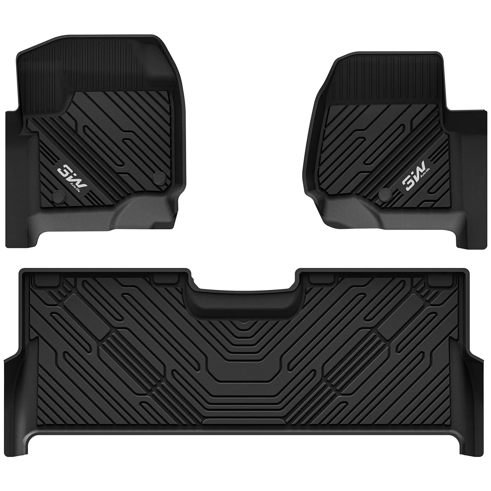 3W Custom Floor Mats Ford F250 F350 F450 F550 2017-2026 Super Duty CrewCab with Under Seat Storage All-Weather Protection (Bucket Seat & Carpet Floor, Not fit XLT)