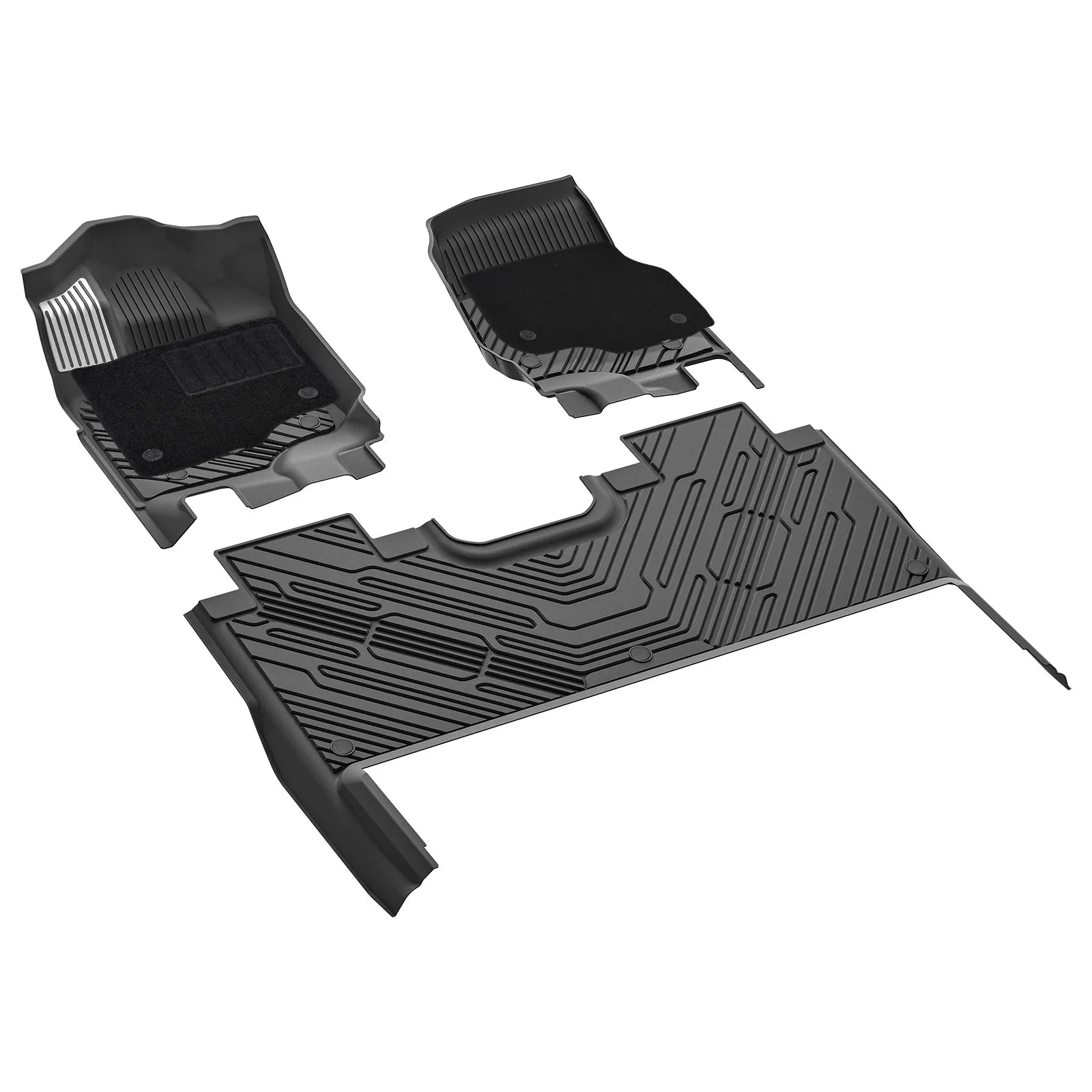 3W All-Weather Thorex™ Floor Mats Fit Ford F150 / F-150 Lightning SuperCrew Cab 2015-2026 (with Original Folding Under-Seat Storage Box)