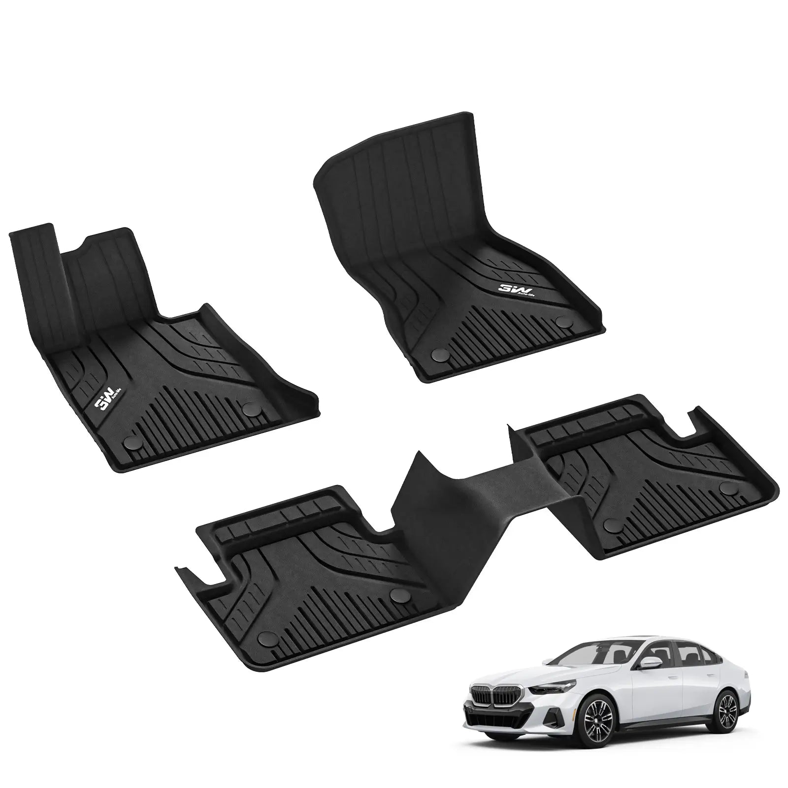 3W 2024-2025 BMW 5 Series 530i 540i Custom Floor Mats Cargo Liner TPE Material & All-Weather Protection - CA 3Wliners
