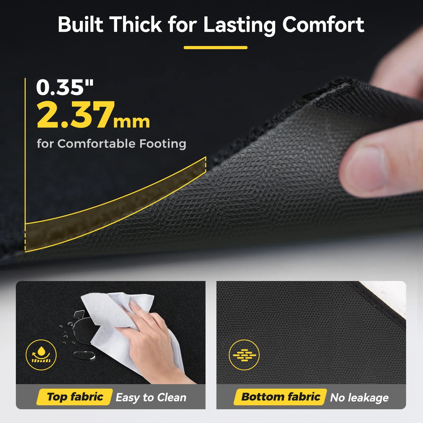 3W All-Weather Floor Mats Fit Ford F150 / F-150 Lightning SuperCrew Cab 2015-2025 (with Original Folding Under-Seat Storage Box) - 3Wliners