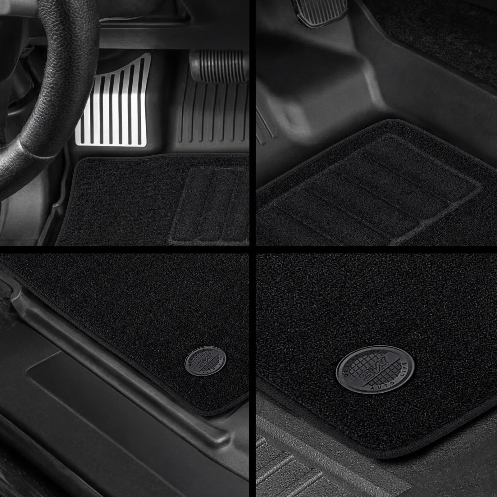 3W All-Weather Floor Mats Fit Ford F150 / F-150 Lightning SuperCrew Cab 2015-2025 (with Original Folding Under-Seat Storage Box) - 3Wliners