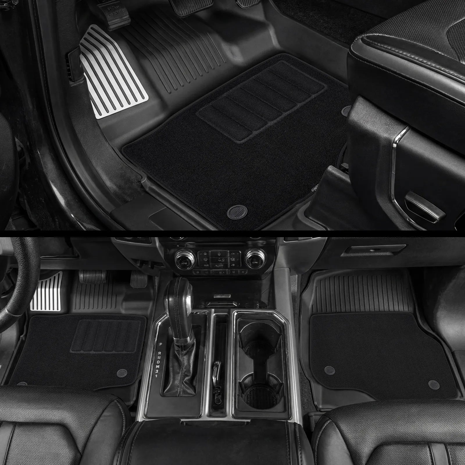 3W All-Weather Floor Mats Fit Ford F150 / F-150 Lightning SuperCrew Cab 2015-2025 (with Original Folding Under-Seat Storage Box) - 3Wliners