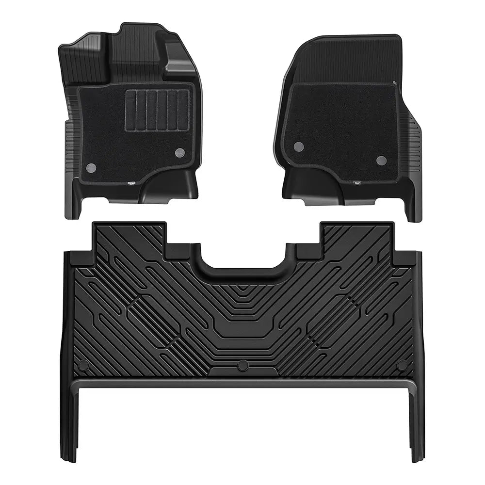 3W All-Weather Floor Mats Fit Ford F150 / F-150 Lightning SuperCrew Cab 2015-2025 (with Original Folding Under-Seat Storage Box) - 3Wliners