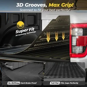 3W All-Weather Floor Mats Fit Ford F150 / F-150 Lightning SuperCrew Cab 2015-2025 (with Original Folding Under-Seat Storage Box) - 3Wliners