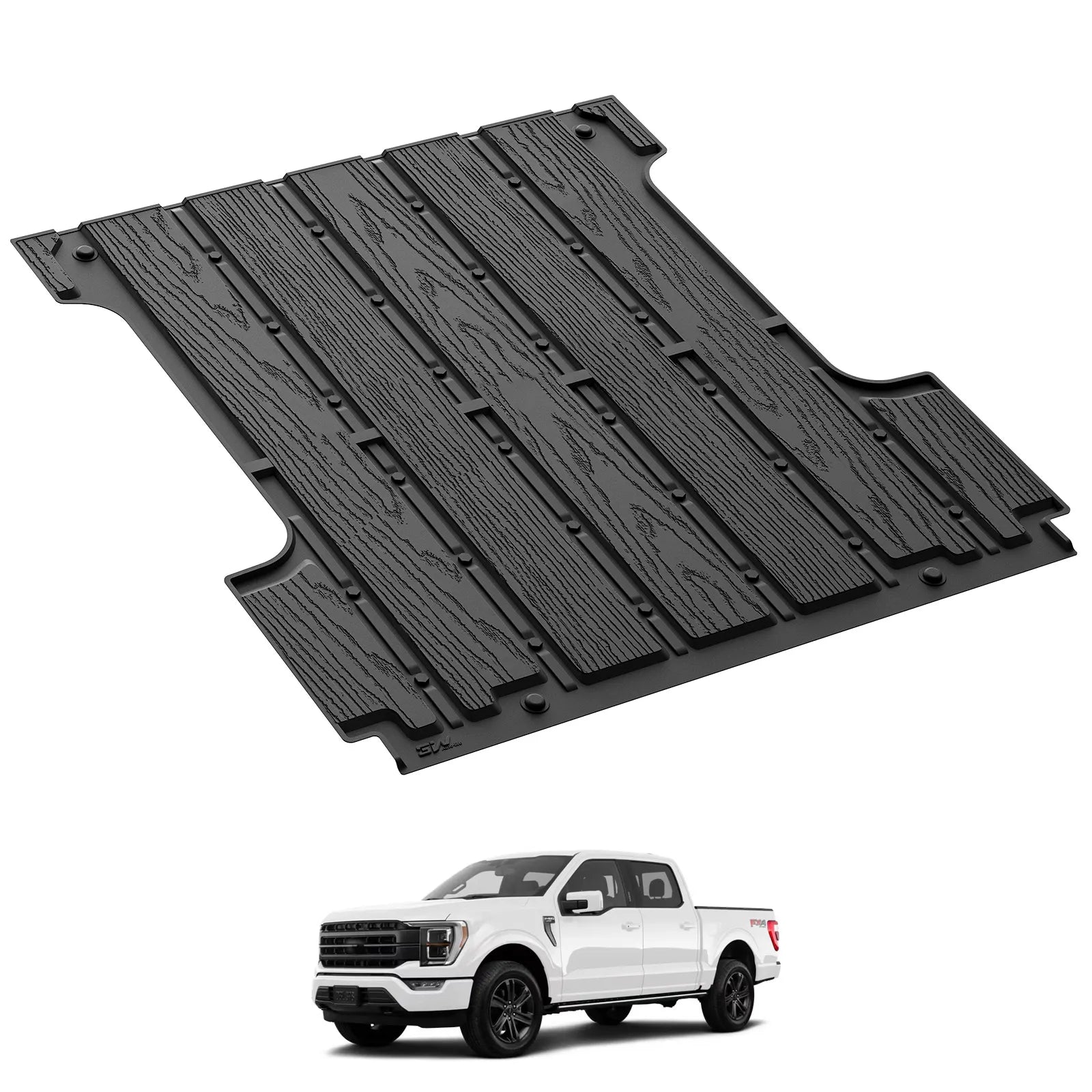 3W All-Weather Floor Mats Fit Ford F150 / F-150 Lightning SuperCrew Cab 2015-2025 (with Original Folding Under-Seat Storage Box) - 3Wliners