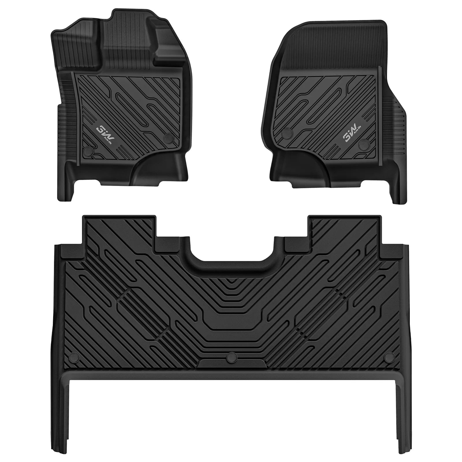 3W All-Weather Floor Mats Fit Ford F150 / F-150 Lightning SuperCrew Cab 2015-2025 (with Original Folding Under-Seat Storage Box) - 3Wliners