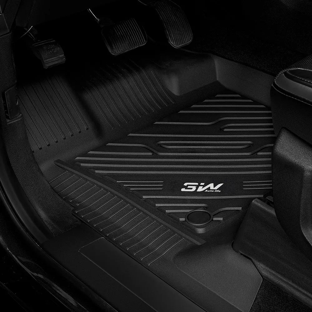 3W All-Weather Floor Mats Fit Ford F150 / F-150 Lightning SuperCrew Cab 2015-2025 (with Original Folding Under-Seat Storage Box) - 3Wliners