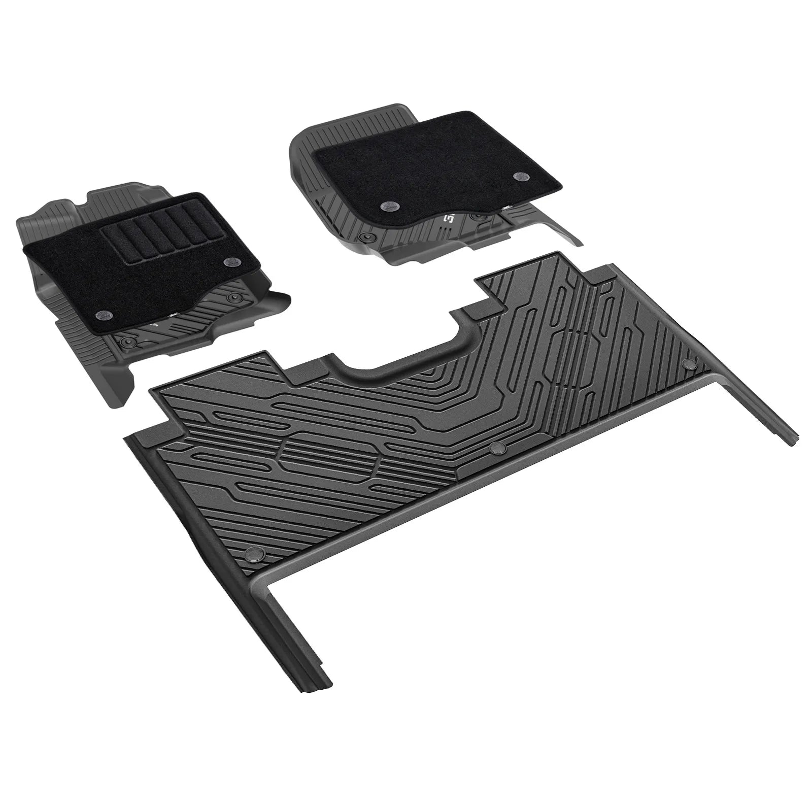 3W All-Weather Floor Mats Fit Ford F150 / F-150 Lightning SuperCrew Cab 2015-2025 (with Original Folding Under-Seat Storage Box) - 3Wliners