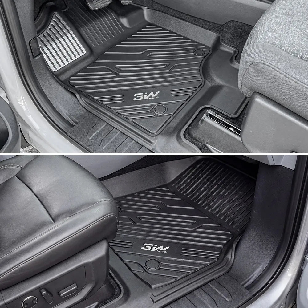 3W All-Weather Floor Mats Fit Ford F150 / F-150 Lightning SuperCrew Cab 2015-2025 (with Original Folding Under-Seat Storage Box) - 3Wliners