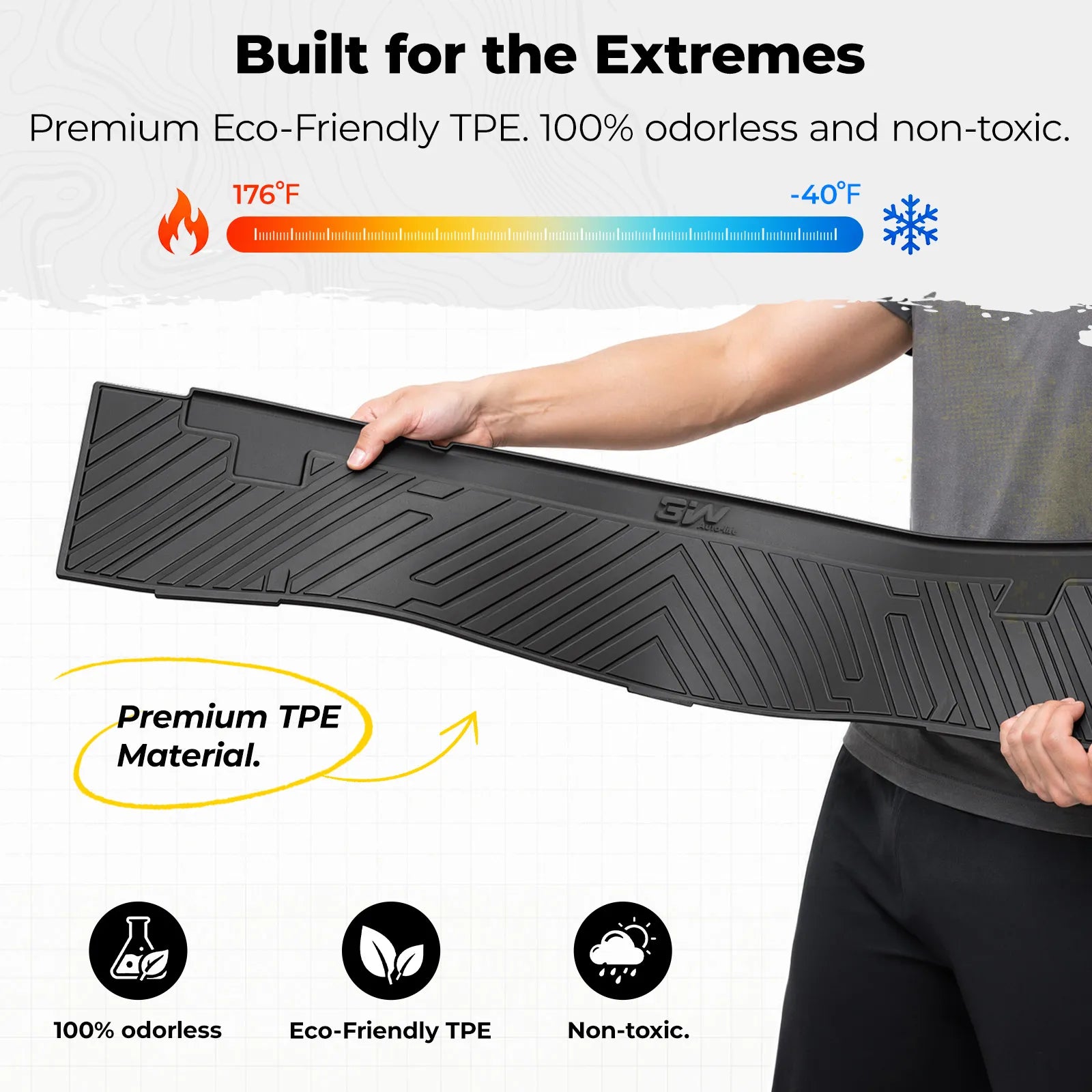 3W All-Weather Floor Mats Fit Ford F150 / F-150 Lightning SuperCrew Cab 2015-2025 (with Original Folding Under-Seat Storage Box) - 3Wliners