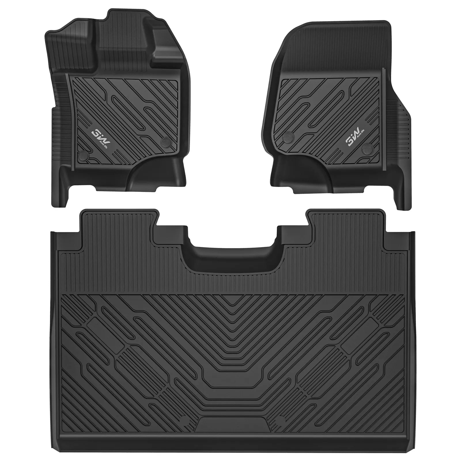 3W All-Weather Floor Mats Fit Ford F150 / F-150 Lightning SuperCrew Cab 2015-2026 (without Original Folding Under-Seat Storage Box) - 3Wliners