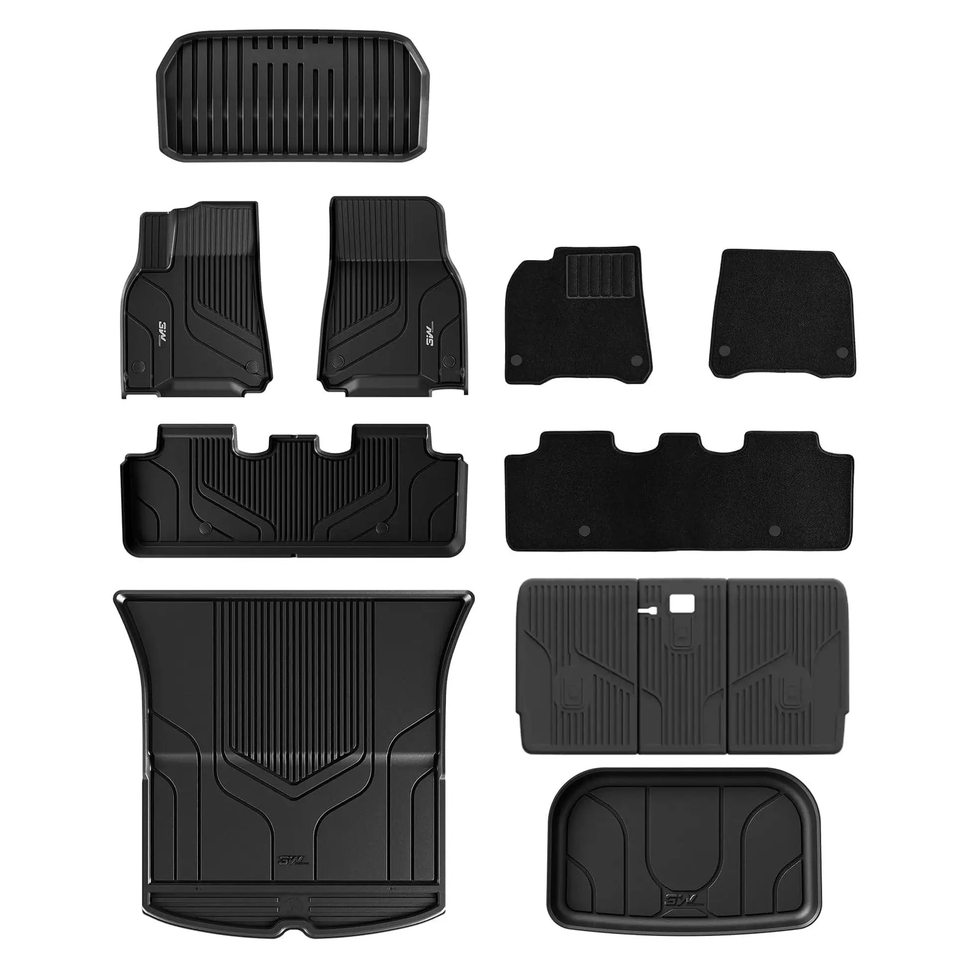 3W Tesla Model Y 2020-2024 Custom Floor Mats / Trunk Mats TPE Material & All-Weather Protection 5-Seater - CA 3Wliners