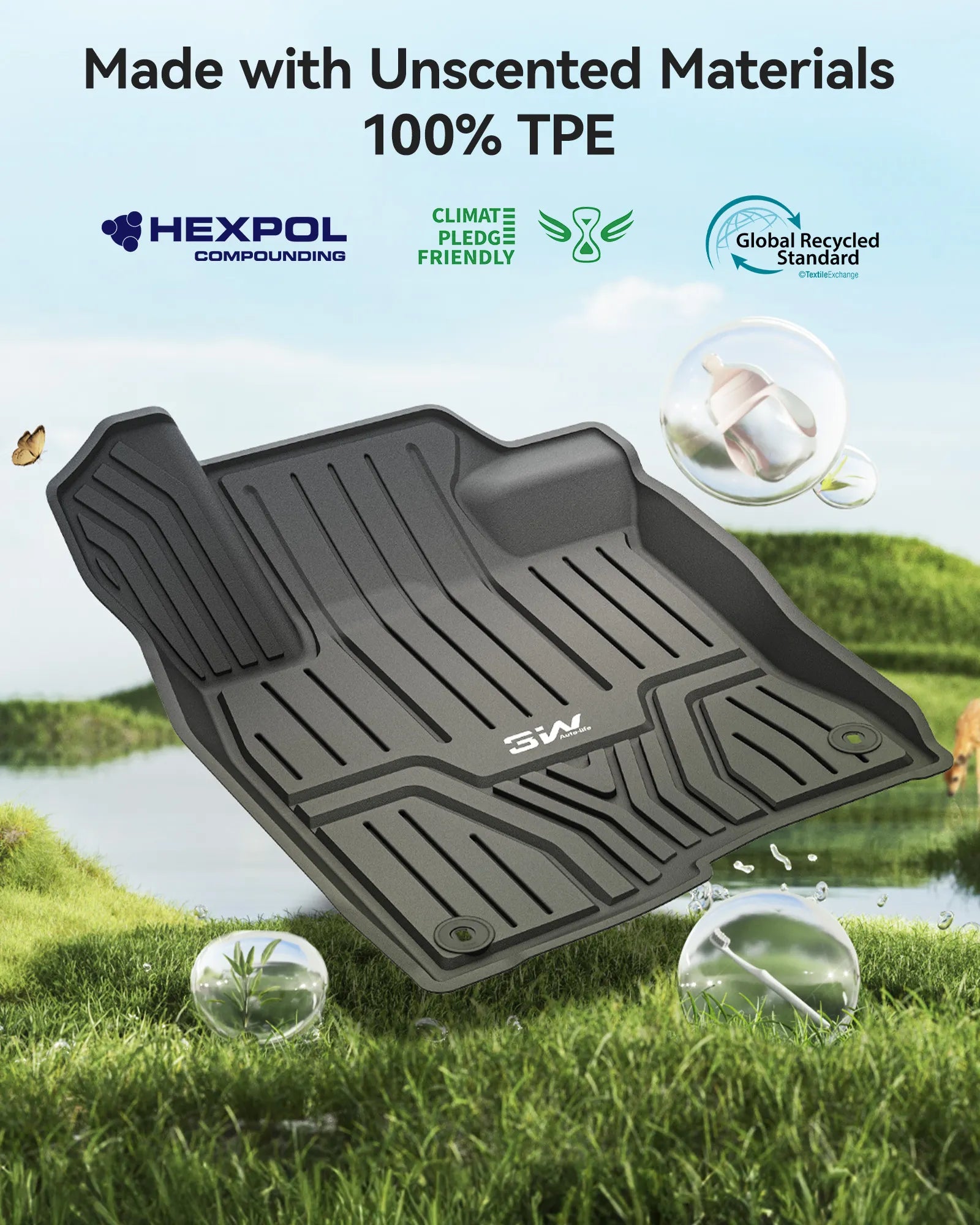 3W Honda Civic 2022-2027(Non Hatchback) Custom Floor Mats Cargo Liner TPE Material & All-Weather Protection Vehicles & Parts 3Wliners 