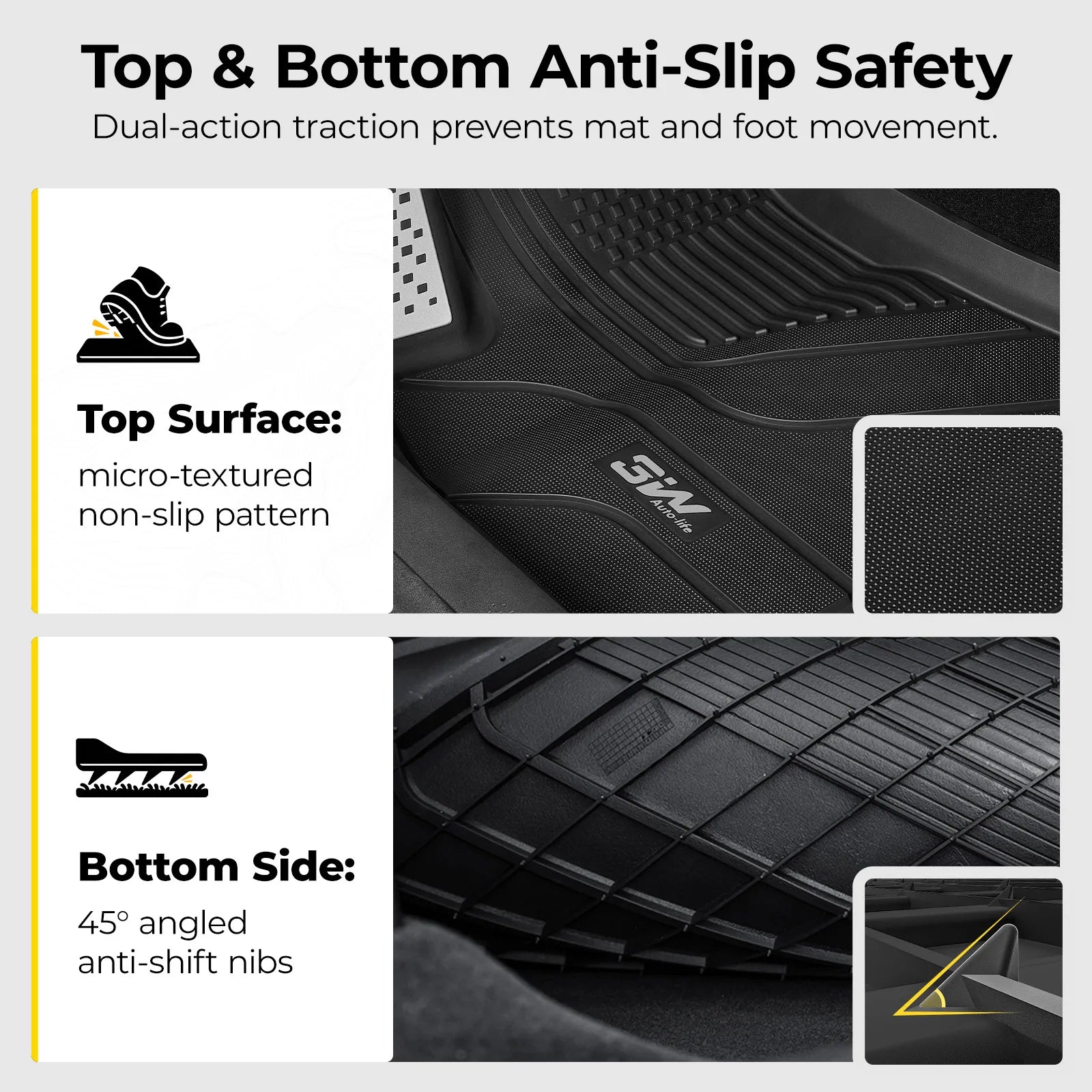 3W Tesla Model 3 Highland New Generation Custom 1&2 Row Floor Mats with Aluminum Accents TPE Material & All-Weather Protection Vehicles & Parts 3Wliners 2024 2025 2026 Car Accessories Black