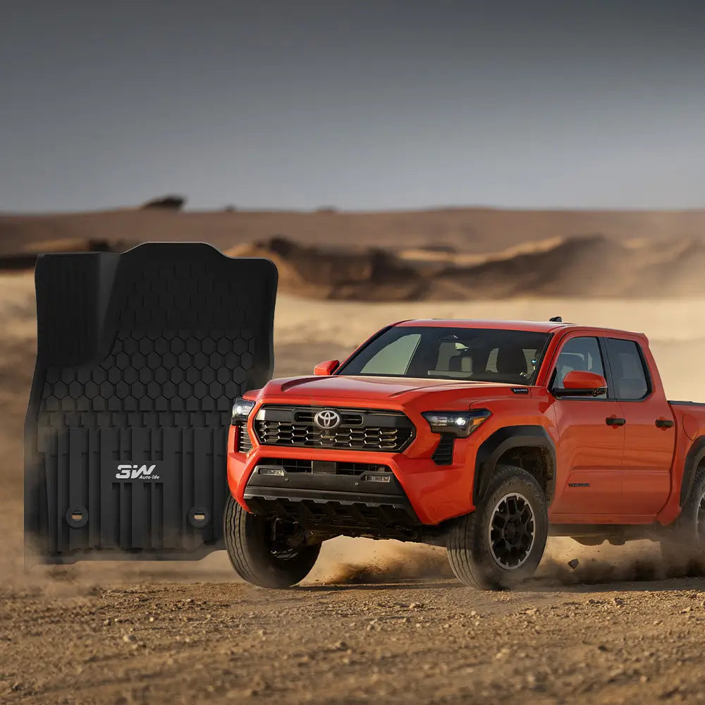 Preorder-3W Toyota Tacoma 2024 (Double Cab, Automatic Transmission) Floor Mats TPE All Weather Custom Fit  3Wliners   