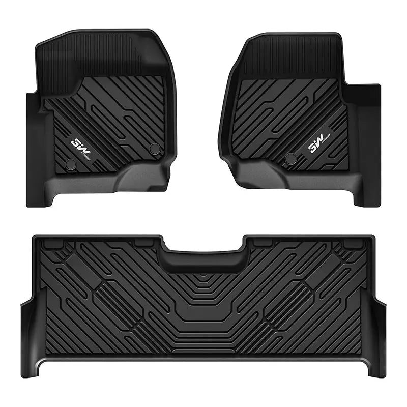 3W Custom Floor Mats Ford F150 2015-2024 F-150 Lightning SuperCrew Cab & F250 F350 F450 F550 2017-2024 Vehicles & Parts 3W F250/350/450/550 with Underseat Storage 1st&2nd Row Mats 