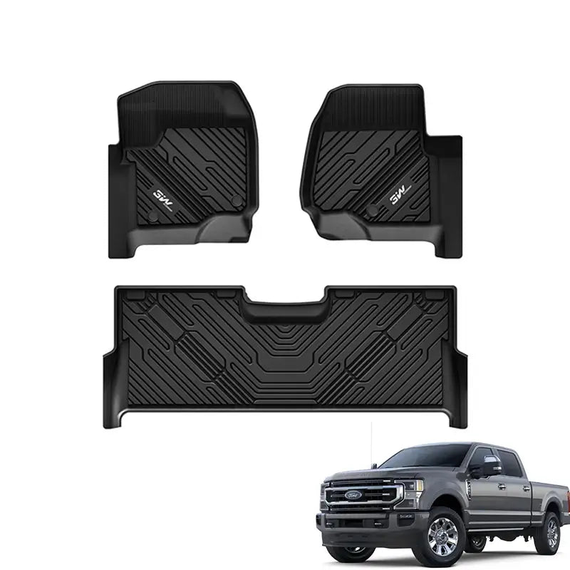 3W Custom Floor Mats Ford F150 (2015-2024) & F250 F350 F450 F550 (2017-2024) Vehicles & Parts 3Wliners F250-550 with Underseat Storage ONLY 1st&2nd Row Mats 