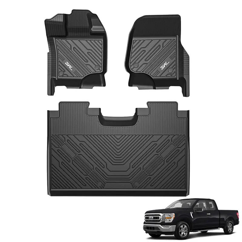 3W Custom Floor Mats Ford F250 F350 F450 F550 2017-2024 Super Duty CrewCab with Under Seat Storage F150 2015-2024 Vehicles & Parts 3W F150 without Underseat Storage 1st&2nd Row Mats 